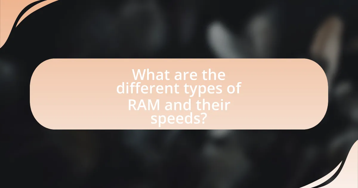 What are the different types of RAM and their speeds?